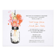 Mason Jar and Wildflowers Wedding Engagement Announcement