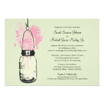 Mason Jar and Wildflowers Wedding Custom Invitations