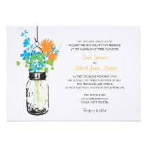 Mason Jar and Wildflowers Wedding Invitations