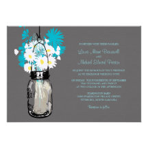 Mason Jar and Wildflowers Wedding Invitations