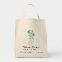 Mason Jar Custom Wedding Party Tote Bag (aqua)