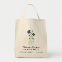 Mason Jar Custom Wedding Party Tote Bag (navy)