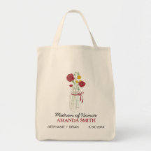 Mason Jar Custom Wedding Party Tote Bag (red)