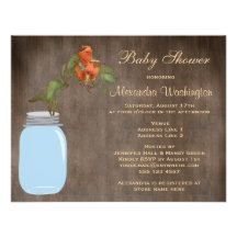 Mason Jar & Hibiscus Rustic Baby Shower Personalized Announcement