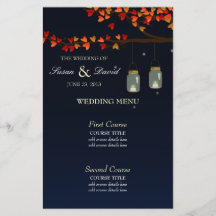 Mason Jar Oak Tree Wedding Menu Flyer