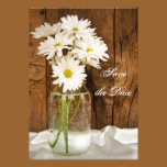 Mason Jar White Daisies Sweet 16 Save the Date invitations