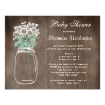 Mason Jar & Wild Flowers Rustic Baby Shower Personalized Invitation