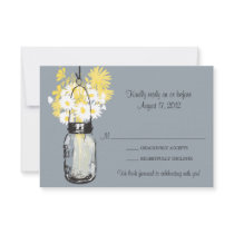 Mason Jar & Wildflowers RSVP Card Comunicados Personales