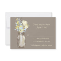Mason Jar & Wildflowers RSVP Card Personalized Invitations