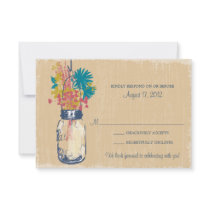 Mason Jar & Wildflowers RSVP Card Custom Invite