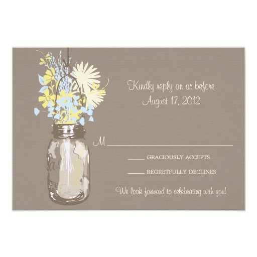 Mason Jar & Wildflowers RSVP Card Personalized Invitations