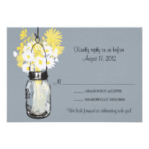 Mason Jar & Wildflowers RSVP Card Comunicados Personales