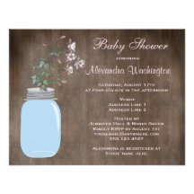 Mason Jar & Wildflowers Rustic Baby Shower Personalized Invites