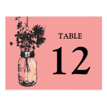 Mason Jar & Wildflowers Table Card Post Card