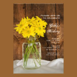 Mason Jar Yellow Daisies Country Birthday Party invitations