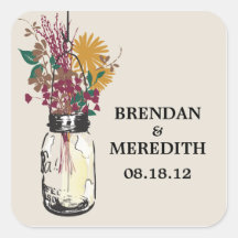 Mason Jars with Autumn Wildflowers Sticker