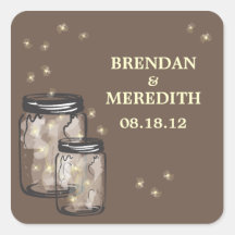 Mason Jars with fireflies Wedding Sticker