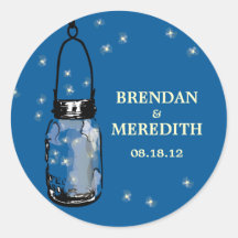 Mason Jars with fireflies Wedding Sticker