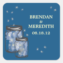 Mason Jars with fireflies Wedding Sticker