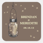 Mason Jars with fireflies Wedding Stickers