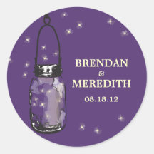 Mason Jars with fireflies Wedding Stickers