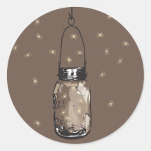 Mason Jars with fireflies Wedding Stickers