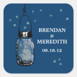 Mason Jars with fireflies Wedding Stickers