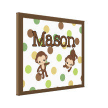 MASON Personalized Monkey Wall Art Name Canvas Stretched Canvas Prints