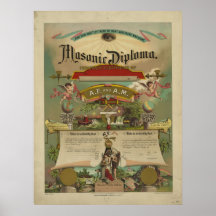 Masonic Diploma Freemason Freemasonry 1891 Posters