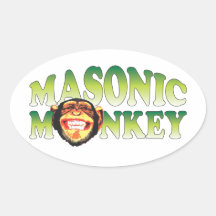 Masonic Monkey Oval Sticker