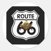 Masonic Route 66 Shield Round Stickers