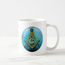Masonic Square & Compass Turquoise Coffee Mug