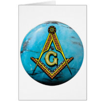 Masonic Square & Compass Turquoise Greeting Card