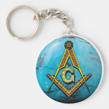 Masonic Square & Compass Turquoise Keychain