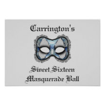 Masque bleu/gris "de boule de mascarade de sweet s faire-parts