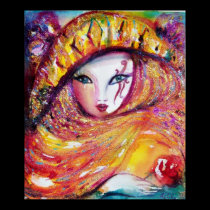 MASQUE DANS boule de mascarade JAUNE/vénitienne, p affiches