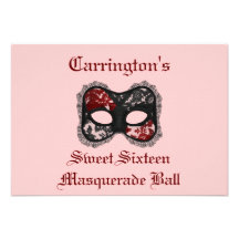 Masque rouge/noir "de boule de mascarade de sweet  invitations personnalisées