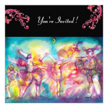 MASQUERADE BALL ,red flourishes Invite