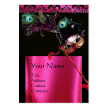 MASQUERADE BLACK PINK FUCHSIA SILK DAMASK CLOTH BUSINESS CARD TEMPLATE