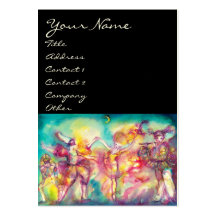 MASQUERADE ,DANCE ,MUSIC black,yellow blue pink Business Card Templates