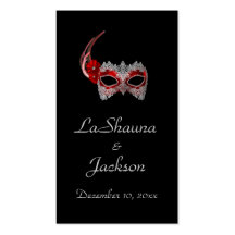 "Masquerade Mask" - Red w/ Lace Business Card