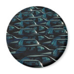 Mass of imported cars in storage depot, Toronto, O Fridge Magnets