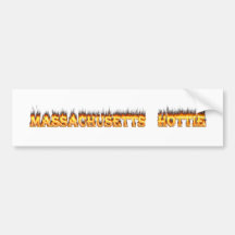 massachusetts hottie fire and flames bumper sticker