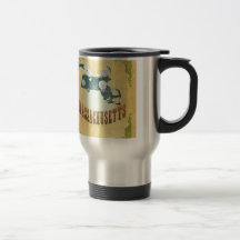 Massachusetts Map With Lovely Birds Mug