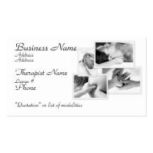 Massage Therapist, black & white on white Business Card