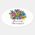 Massage Therapist Blooms Oval Sticker