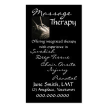 Massage Therapy Sleek Black Business Cards