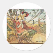 masson de chocolat de mucha d'Alphonse Autocollant Rond