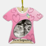 Maternity Shirt/ Pink Christmas Ornaments