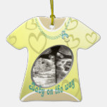 Maternity Shirt/ yellow Christmas Ornaments